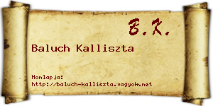 Baluch Kalliszta névjegykártya